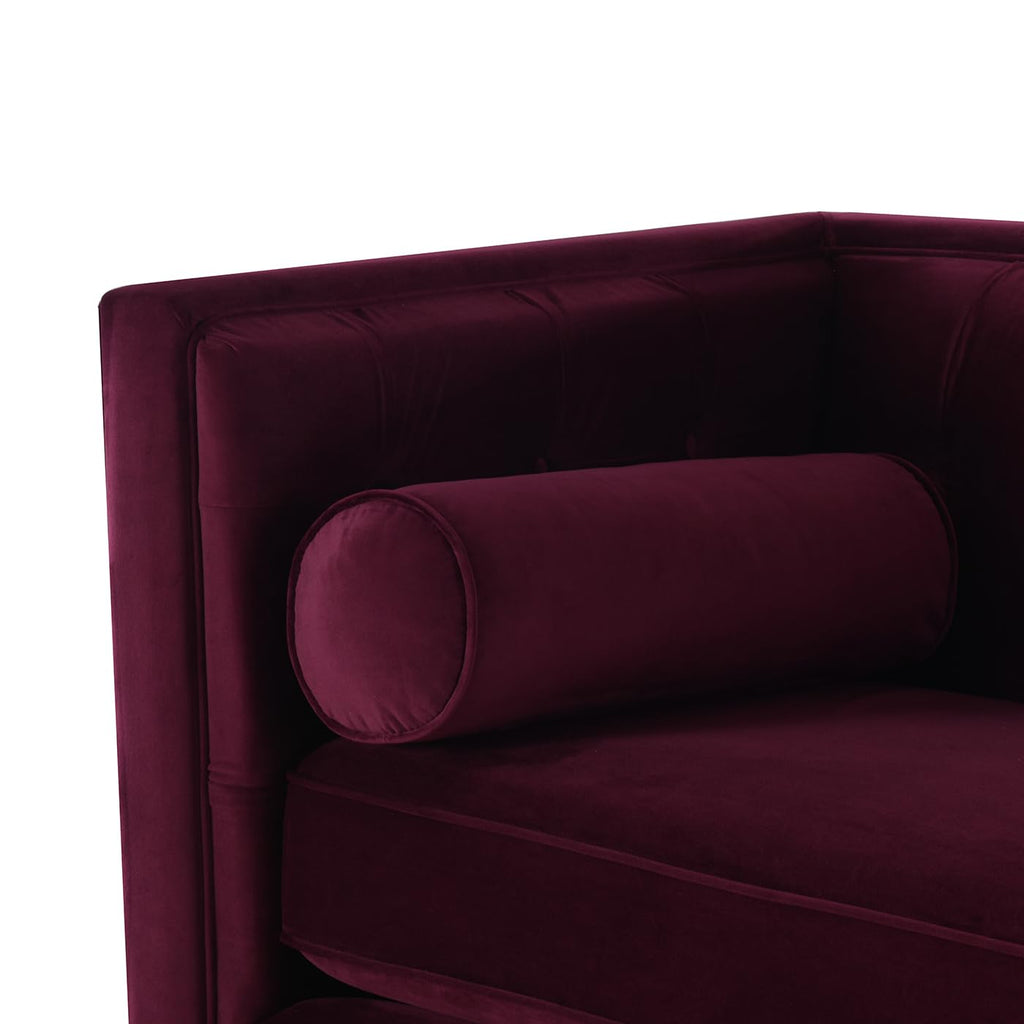 84 inch Burgundy Velvet Tufted Sofa R40185