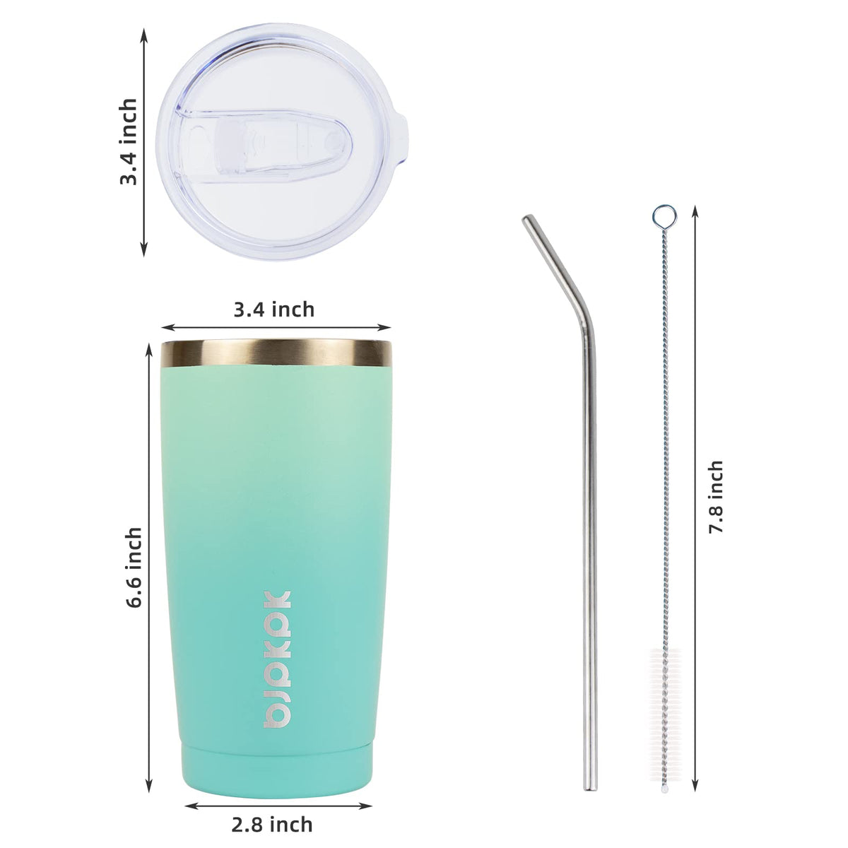 20oz Insulated Stainless Steel Tumbler with Lid & Straw A653739
