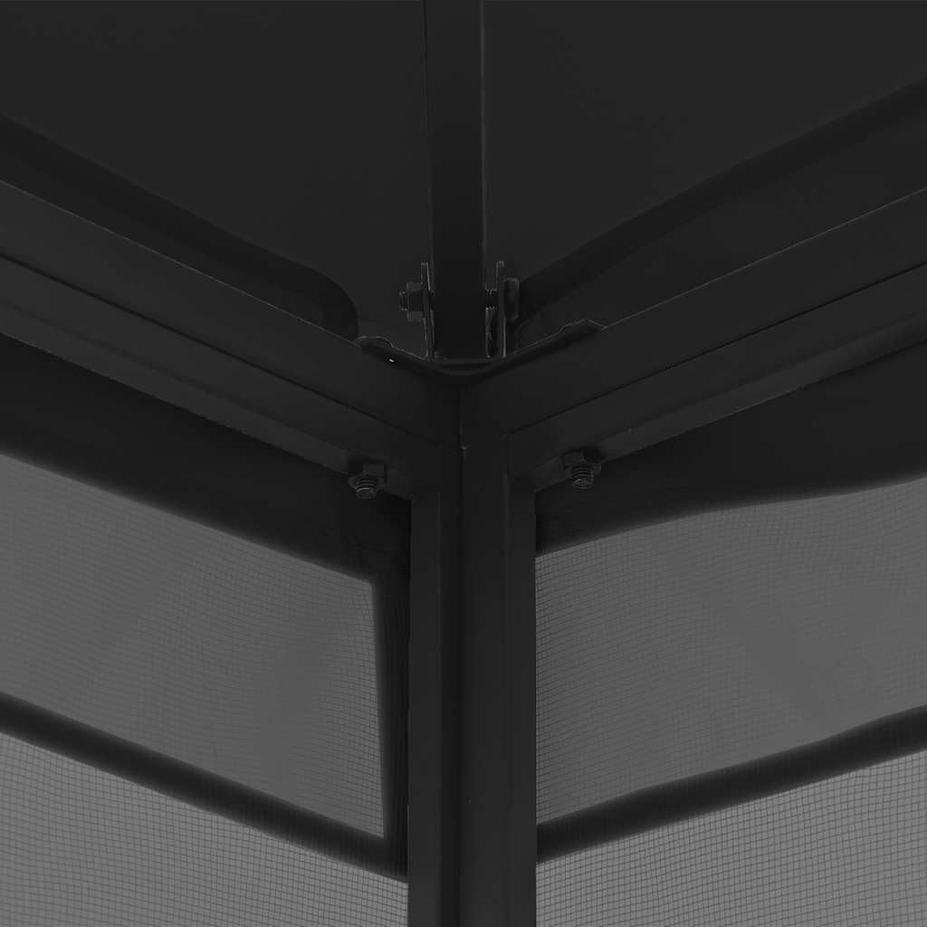 9.8'x9.8'x8.7' Anthracite Gazebo with Nets and Steel Frame L80544