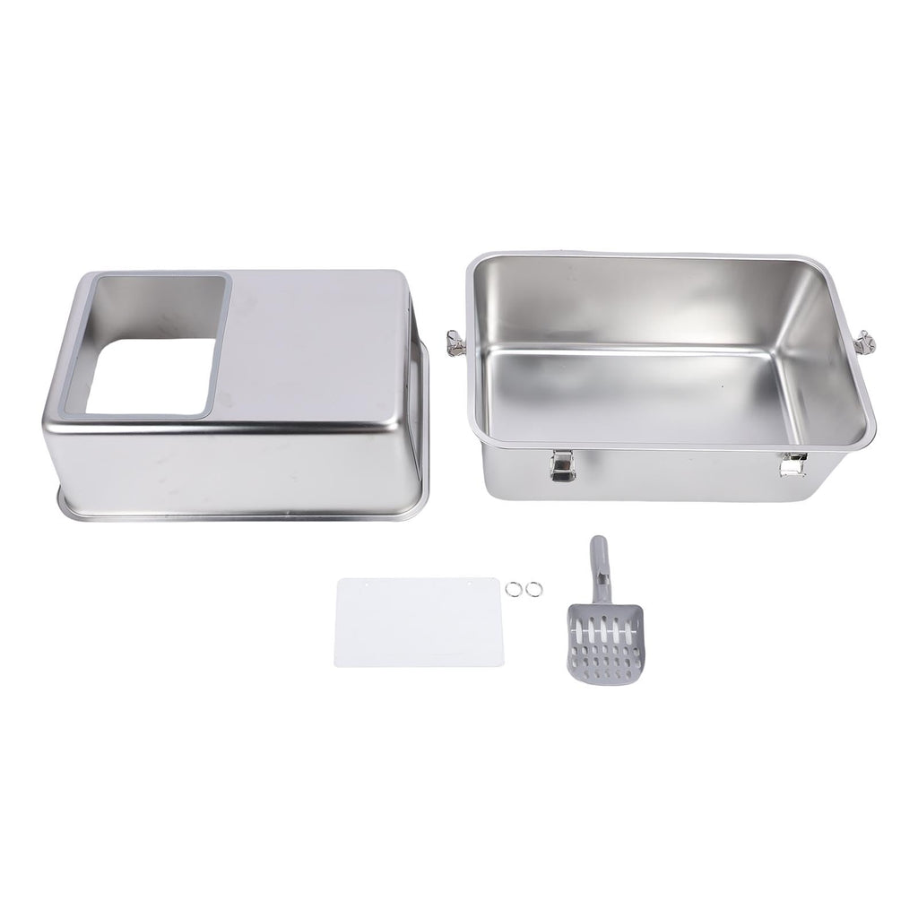Enclosed Stainless Steel Top Entry Cat Litter Box with Scoop J363408