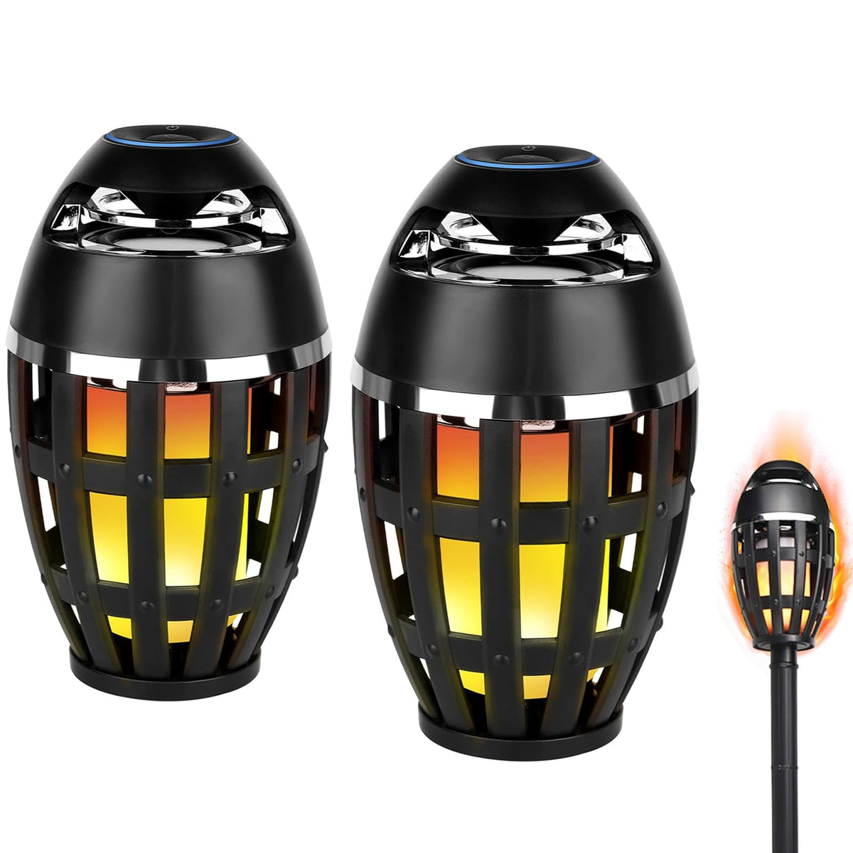 2 Pack Outdoor Bluetooth Flame Speakers with Stakes T343301