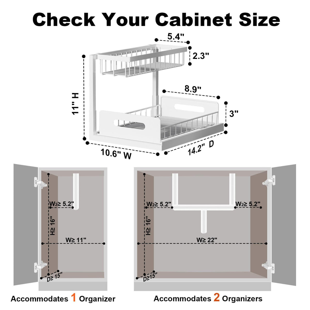 Under Sink 2 Tier Pull Out Cabinet Organizer G5566