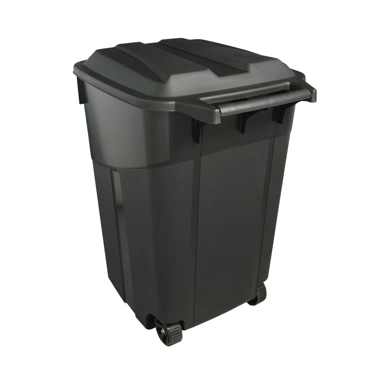 Black 45-Gallons Plastic Wheeled Trash Can with Lid H8725