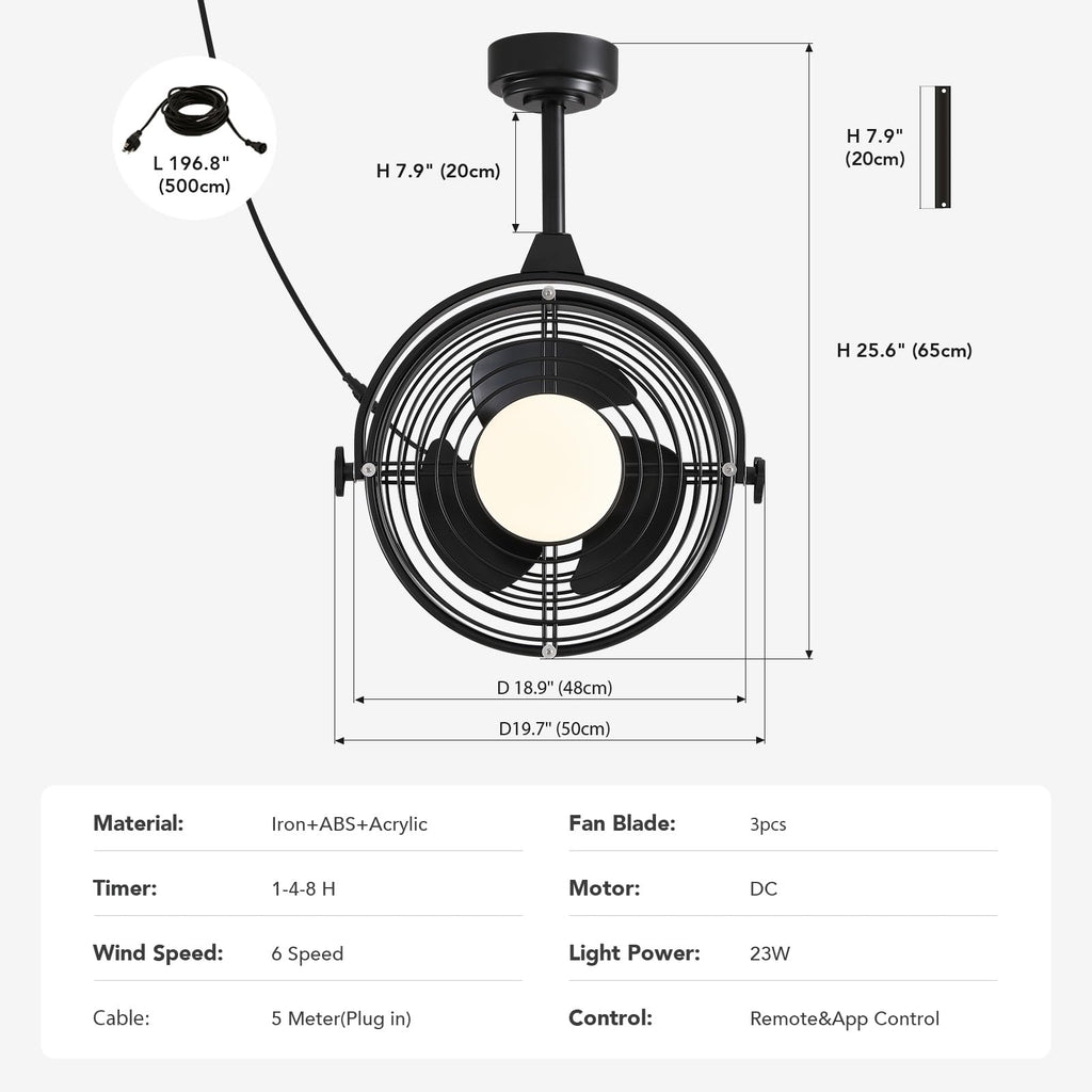 20" Outdoor Ceiling Fan with Lights T2301