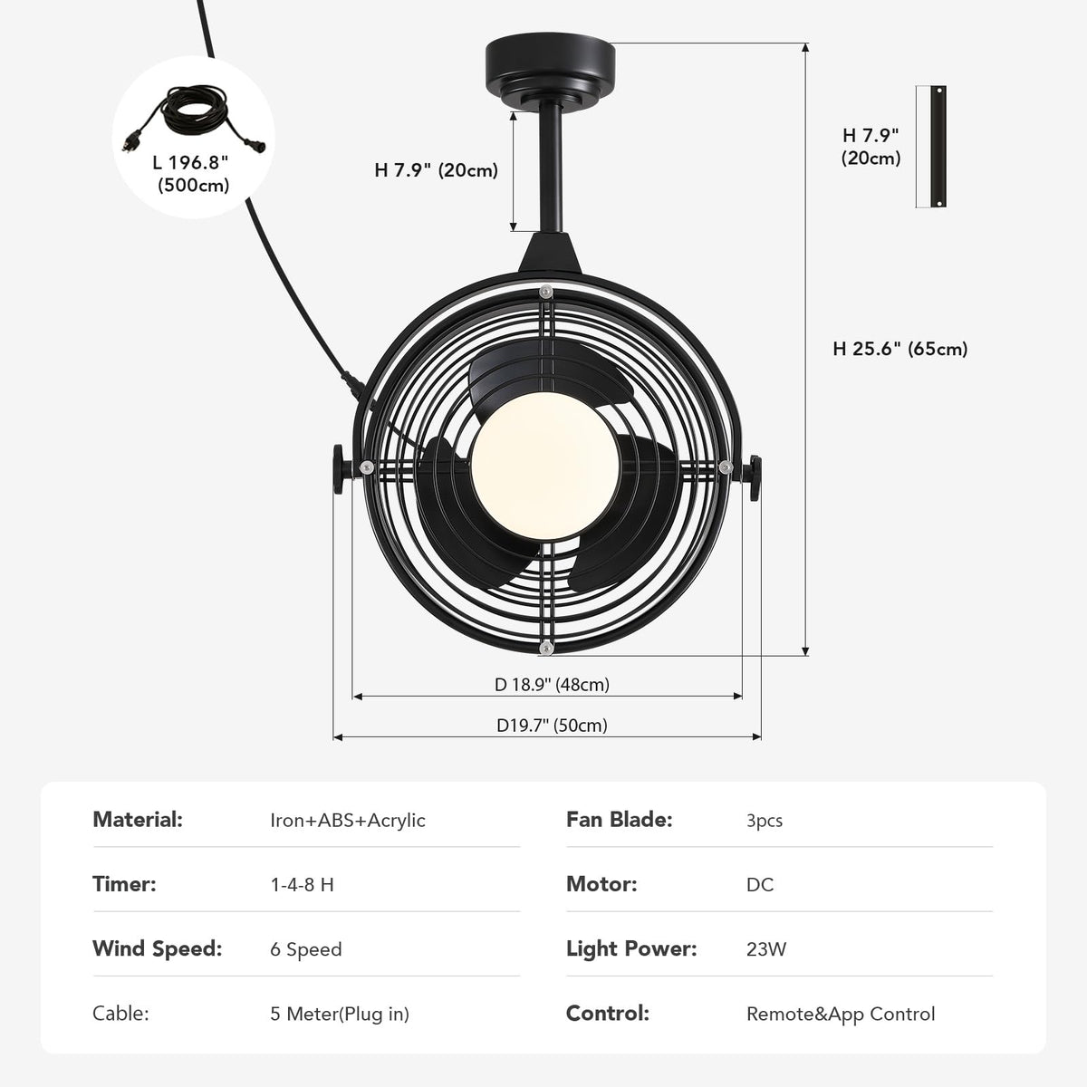 20" Outdoor Ceiling Fan with Lights T2301
