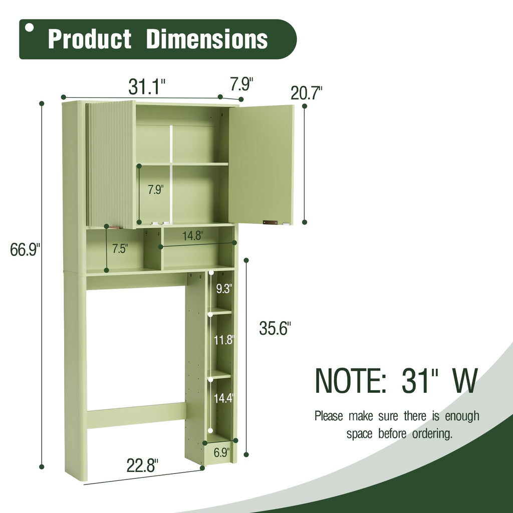 Green Over the Toilet Storage Cabinet with Adjustable Shelf A129678