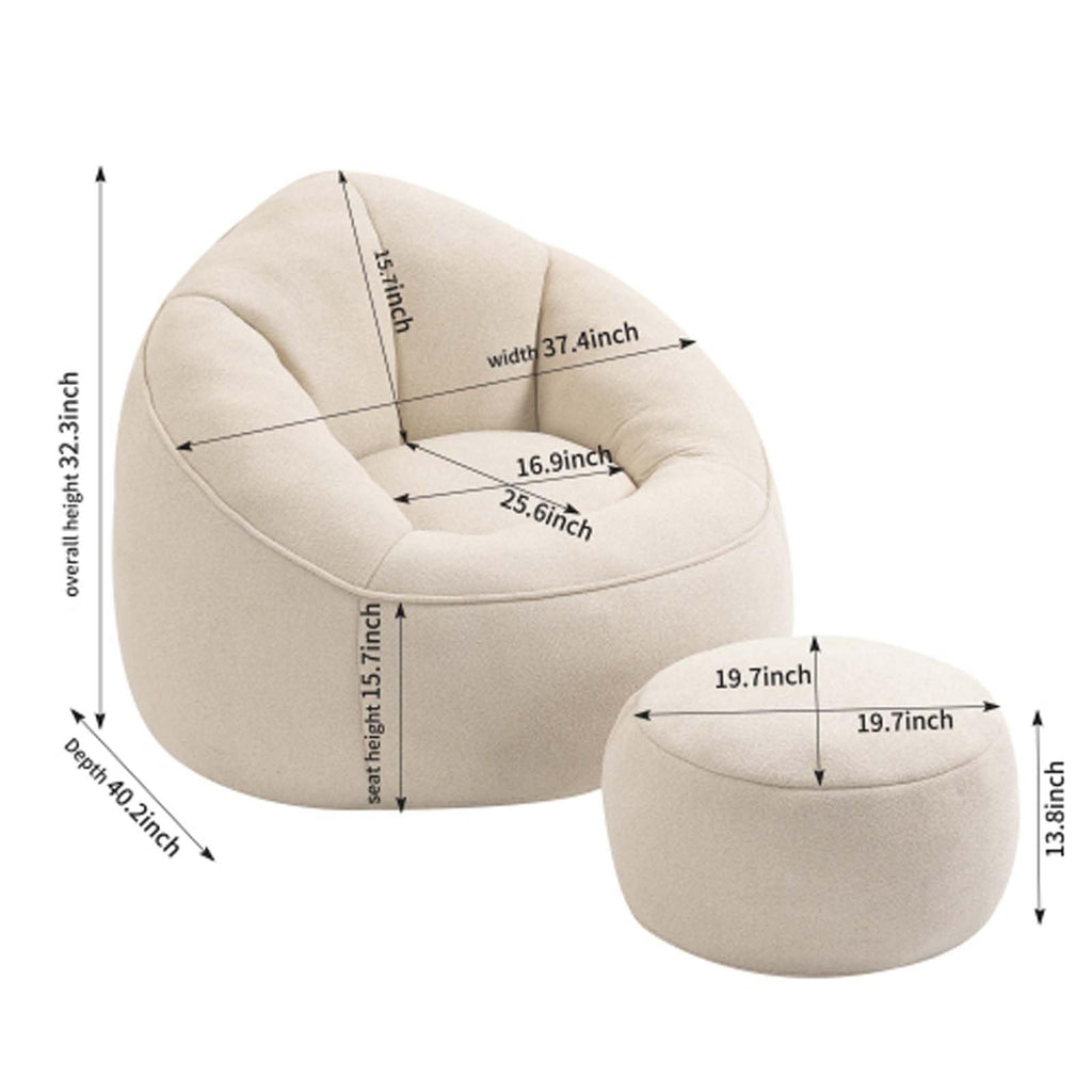 Yellow Memory Foam Bean Bag Chair with Footrest E6321