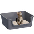 Open-Top High Sides Cat Litter Box with Low Entrance R473156