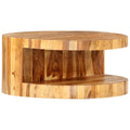 Solid Sheesham Wood Round Coffee Table with Storage Shelf O891336