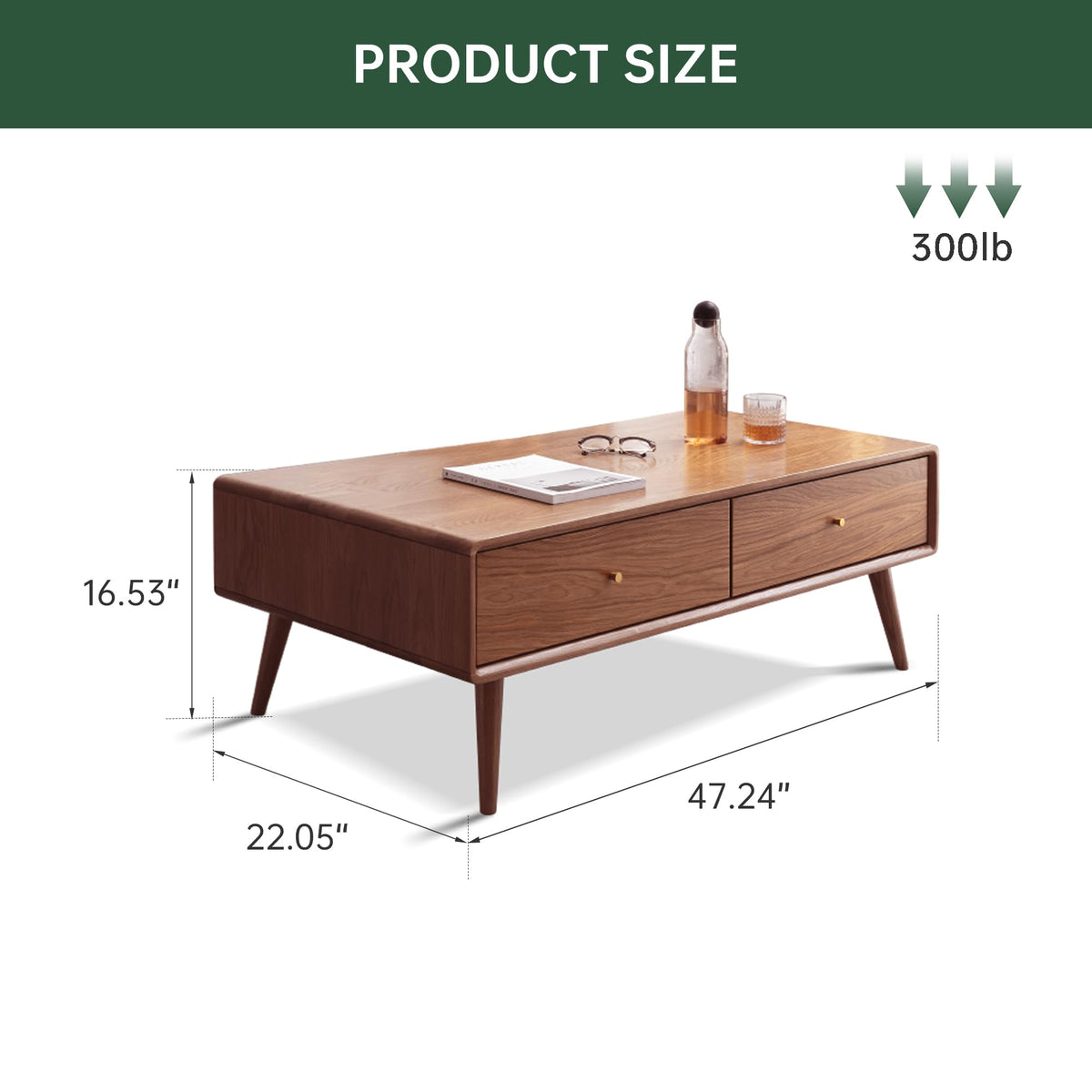 Oak Wood Coffee Table with Storage W1262