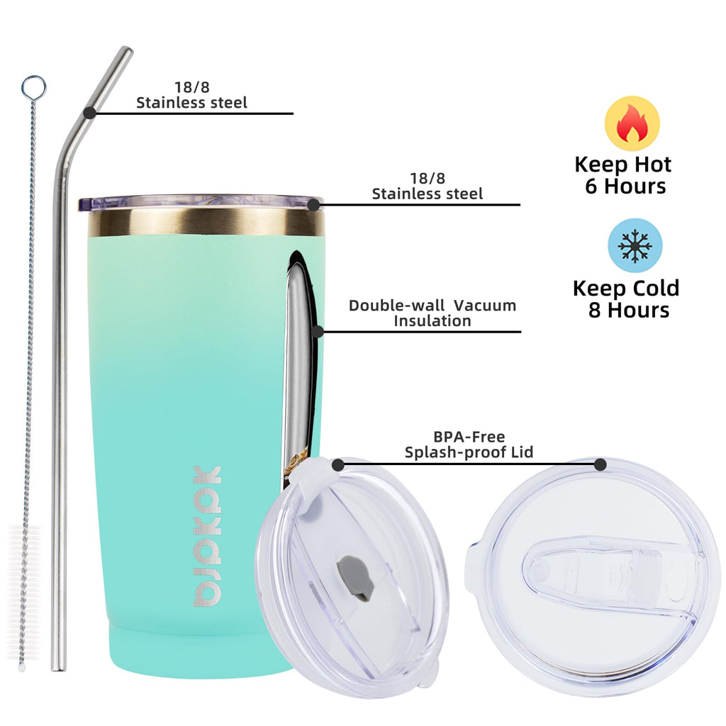 20oz Insulated Stainless Steel Tumbler with Lid & Straw A653739