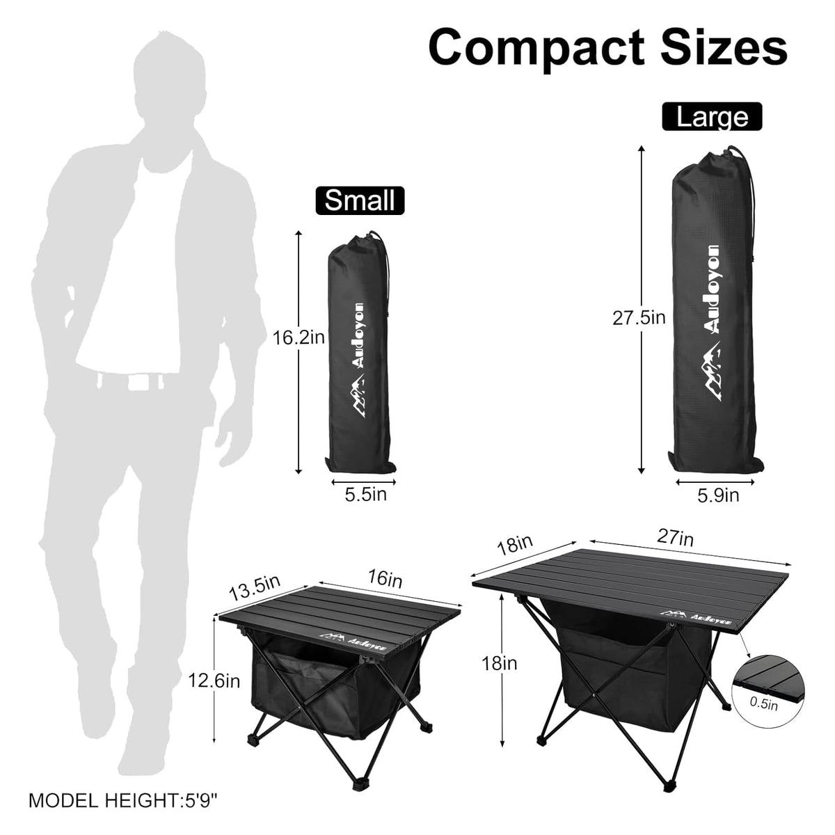 Foldable Aluminum Camping Side Table with Carry Bag C440