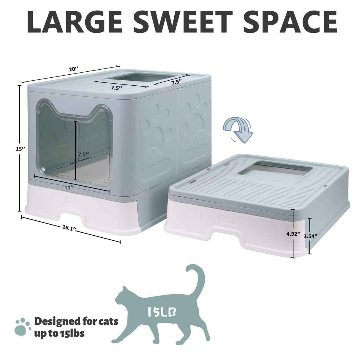 Foldable Enclosed Cat Litter Box with Lid and Litter Scoop Z48315
