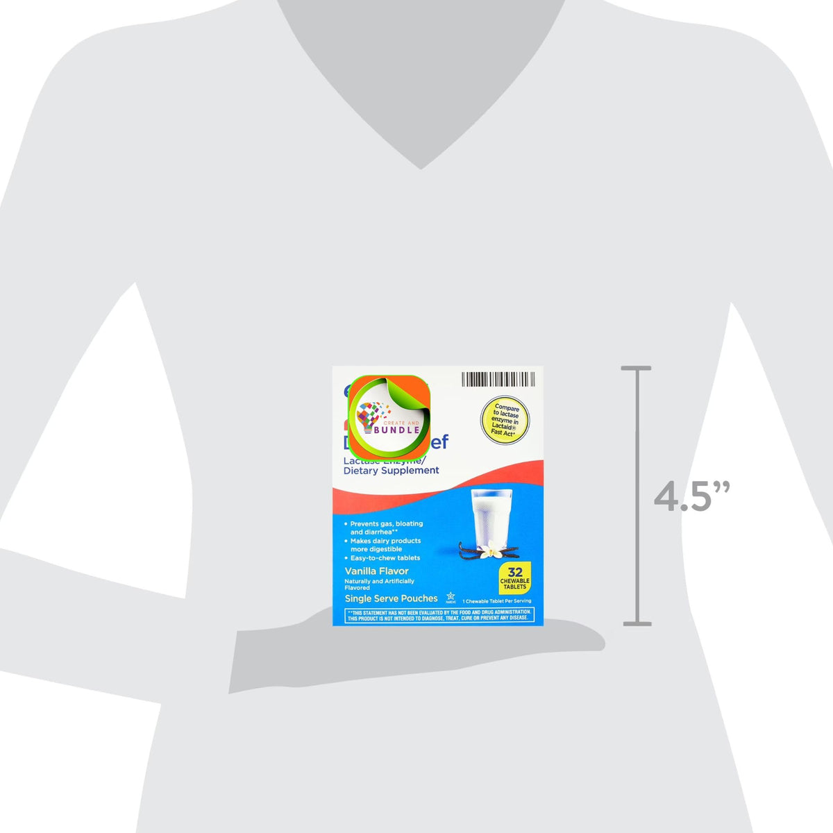 Chewable Lactase Enzyme Tablets Vanilla Flavor 32 Count O15996