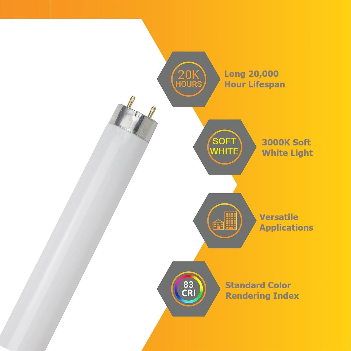 25W 2300 Lumen 3000K Soft White T8 Fluorescent Tube Light Bulb Pack of 30 D225