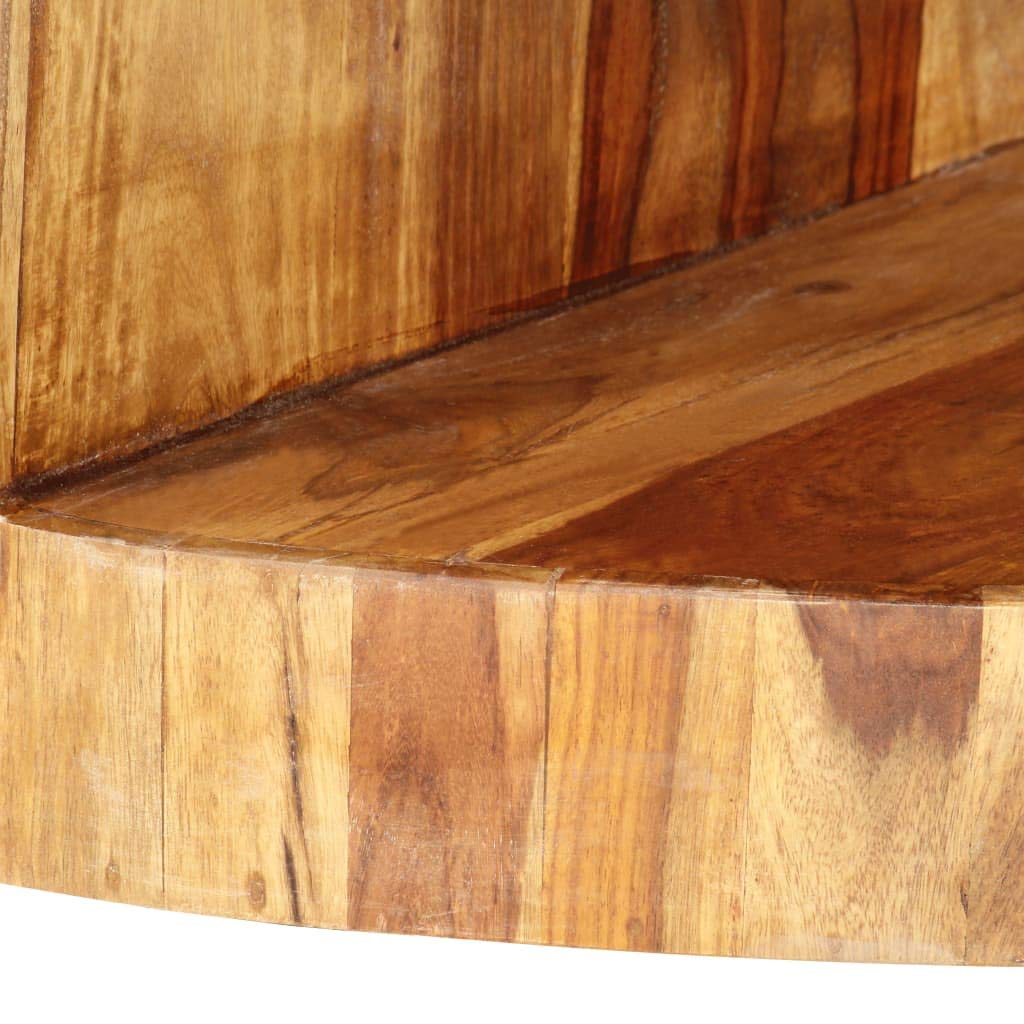Solid Sheesham Wood Round Coffee Table with Storage Shelf O891336