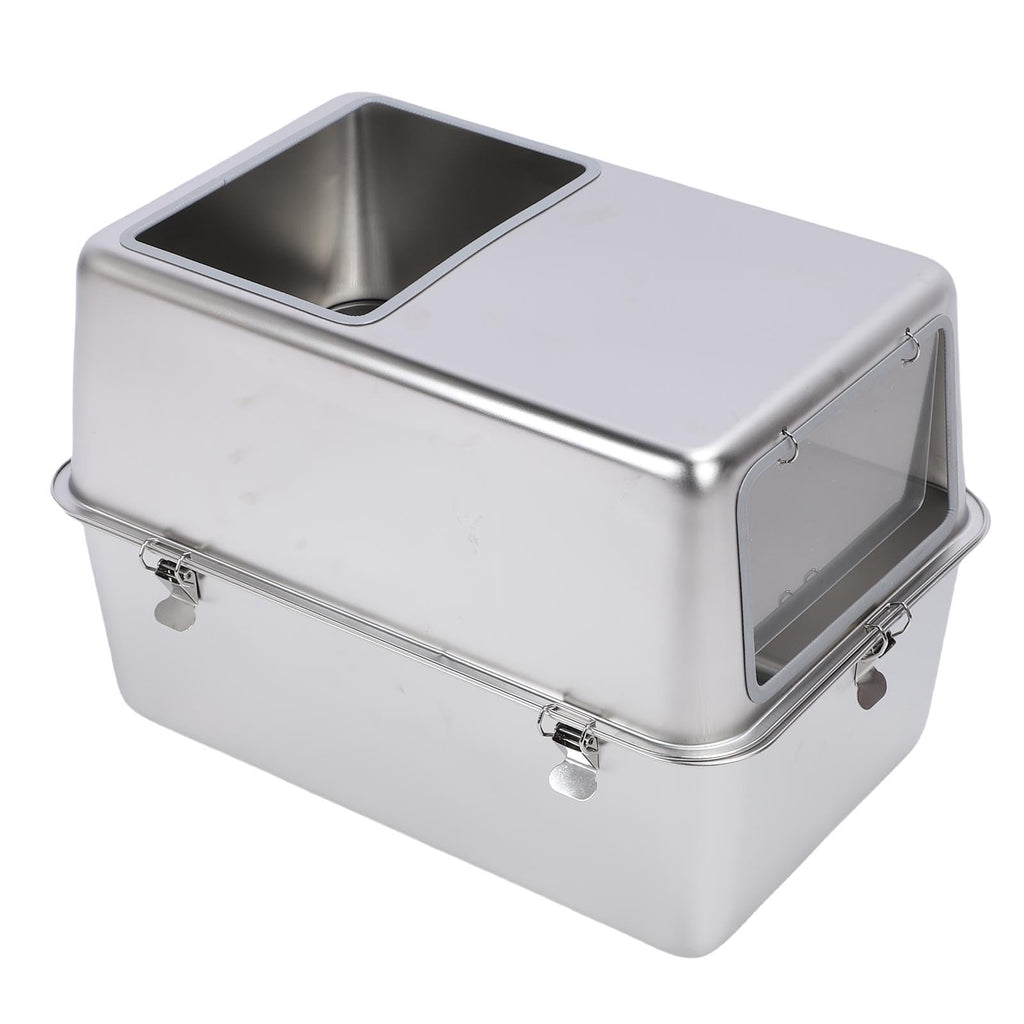 Enclosed Stainless Steel Top Entry Cat Litter Box with Scoop J363408