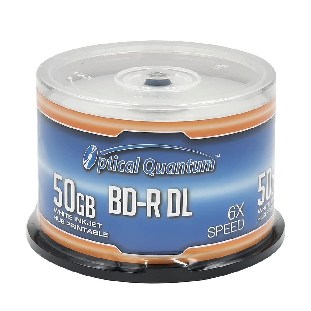 50GB BD-R DL White Inkjet Printable Blu-ray Double Layer Recordable Media 50-Disc Spindle T3574