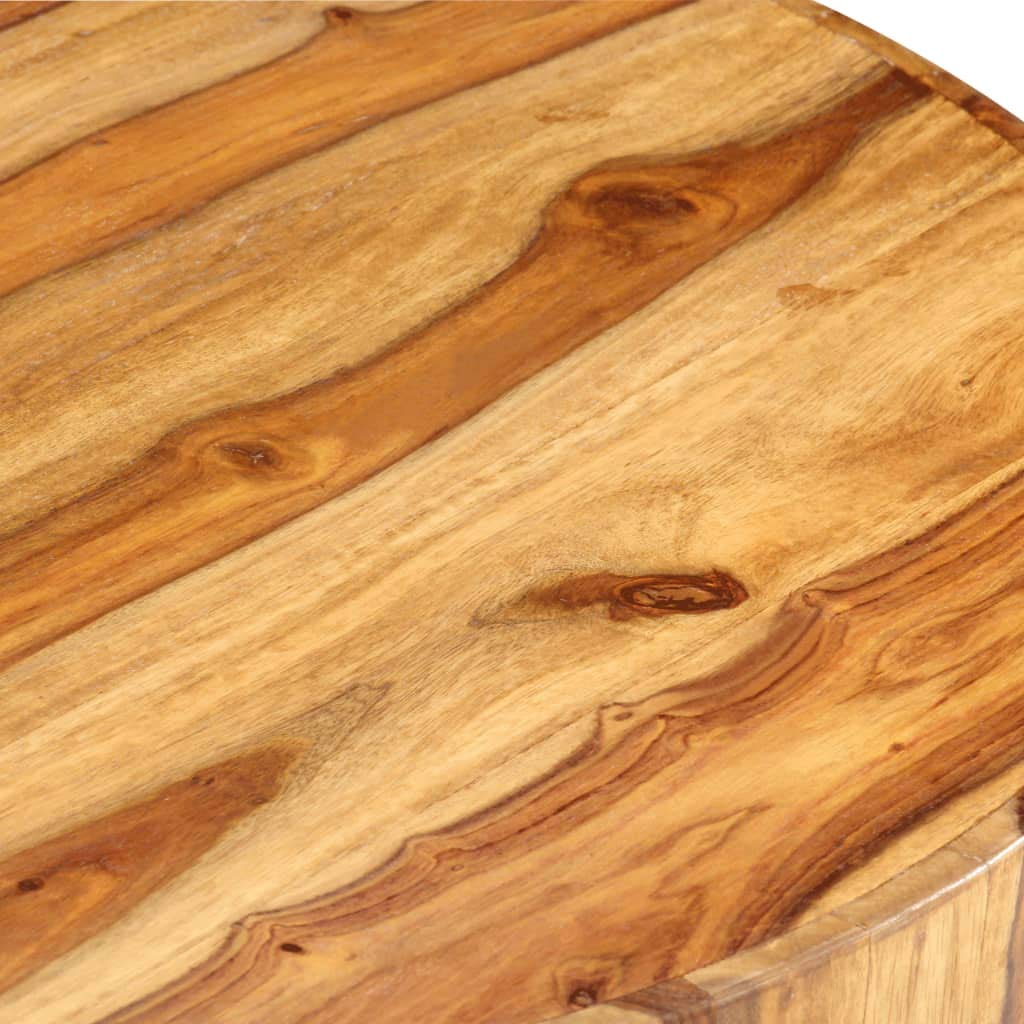 Solid Sheesham Wood Round Coffee Table with Storage Shelf O891336
