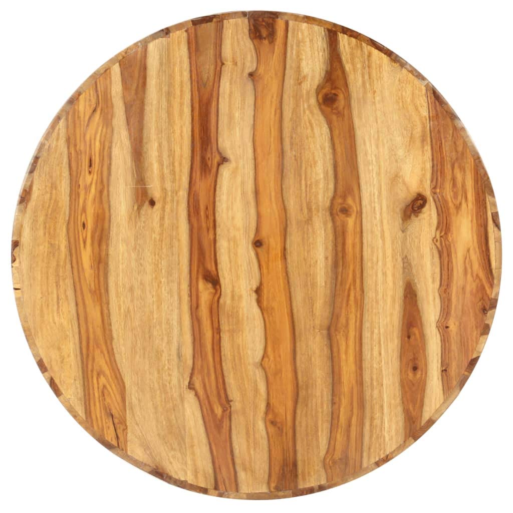 Solid Sheesham Wood Round Coffee Table with Storage Shelf O891336