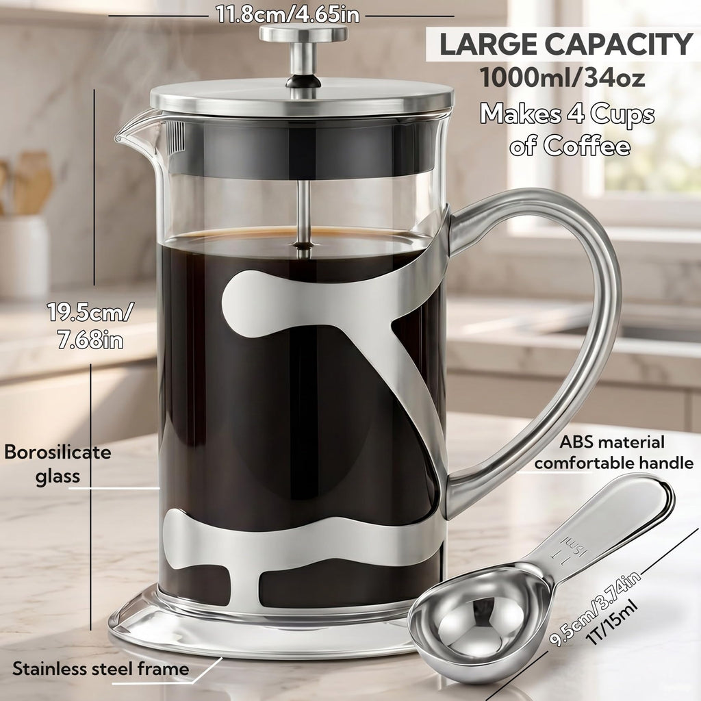 Stainless Steel French Press Coffee Maker 1L V568775