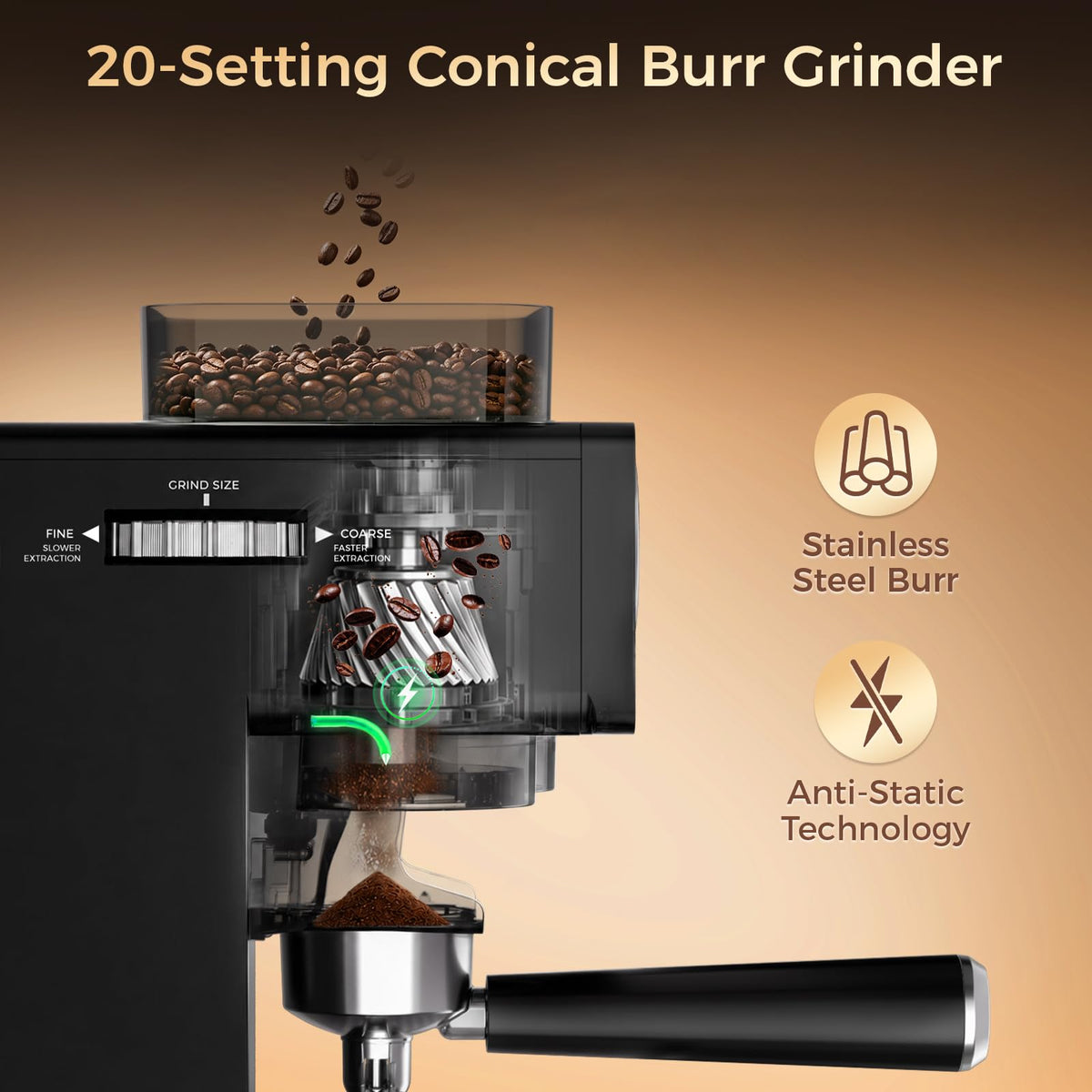 20Bar Espresso Machine with Conical Burr Grinder P694091