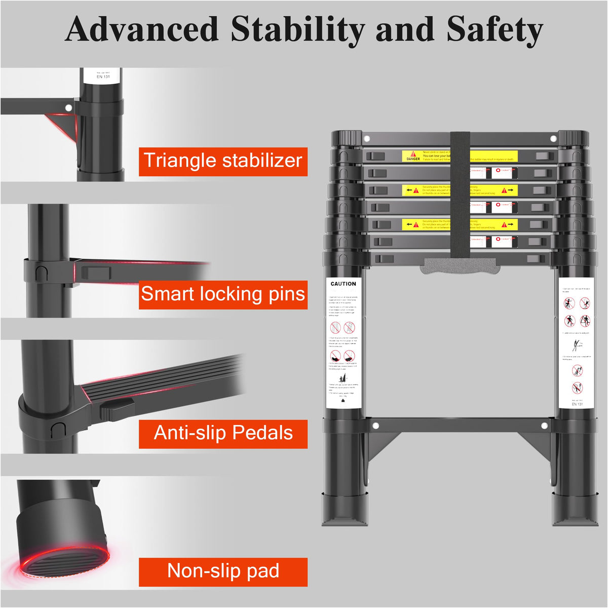8.5 FT 330 Lbs Aluminum Telescoping Ladder V722