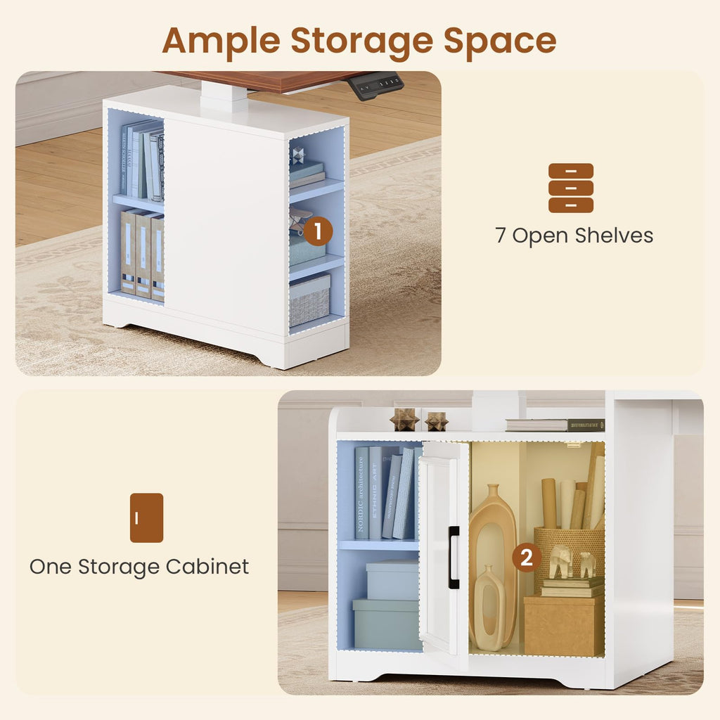 L Shaped Standing Desk with Storage C469275
