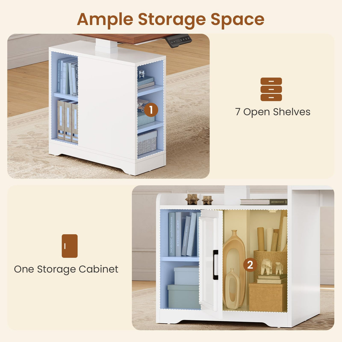 L Shaped Standing Desk with Storage C469275