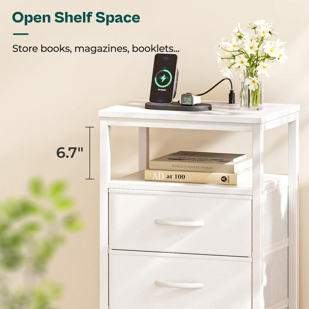 White 5 Drawer Dresser with Charging Station P376