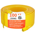 Yellow Indoor Outdoor Extension Cord 100 FT 16/3 Gauge C2171