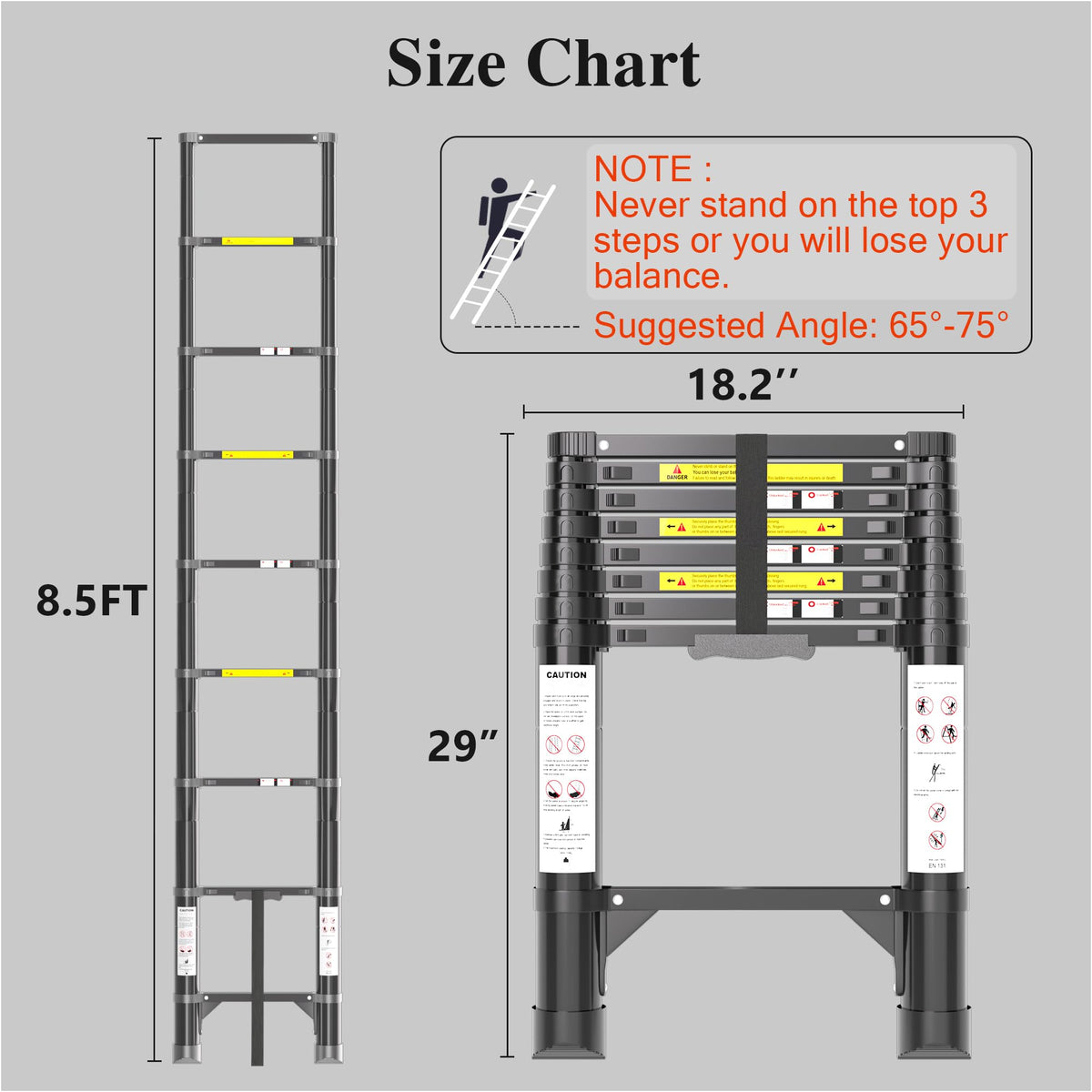 8.5 FT 330 Lbs Aluminum Telescoping Ladder V722