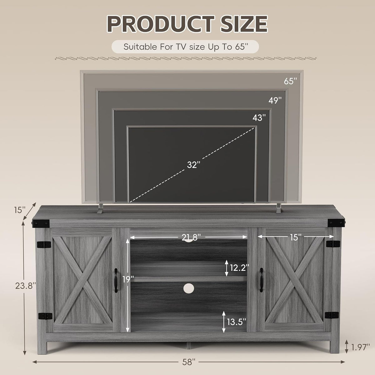Modern Farmhouse TV Stand for 65" TV C810