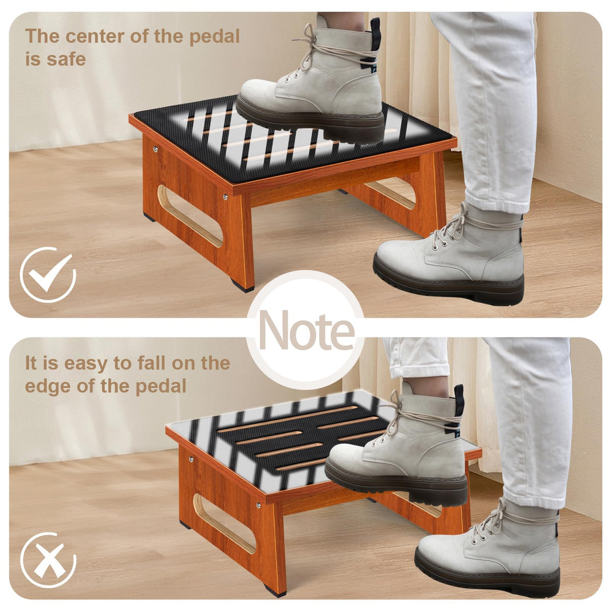 Brown Bed Step Stool with Handles F946
