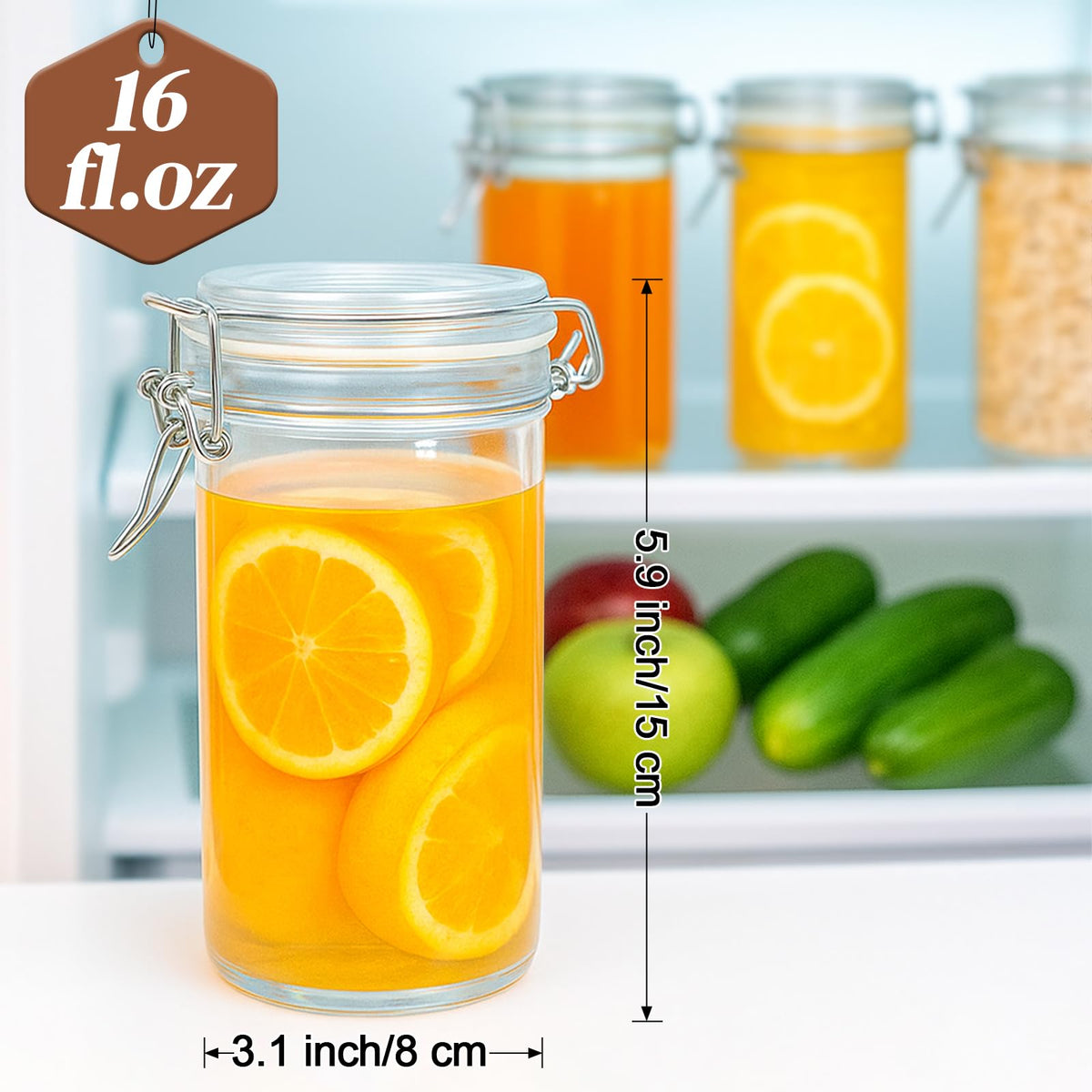 8 PCS 16 oz Glass Jars with Airtight Lid Z78017