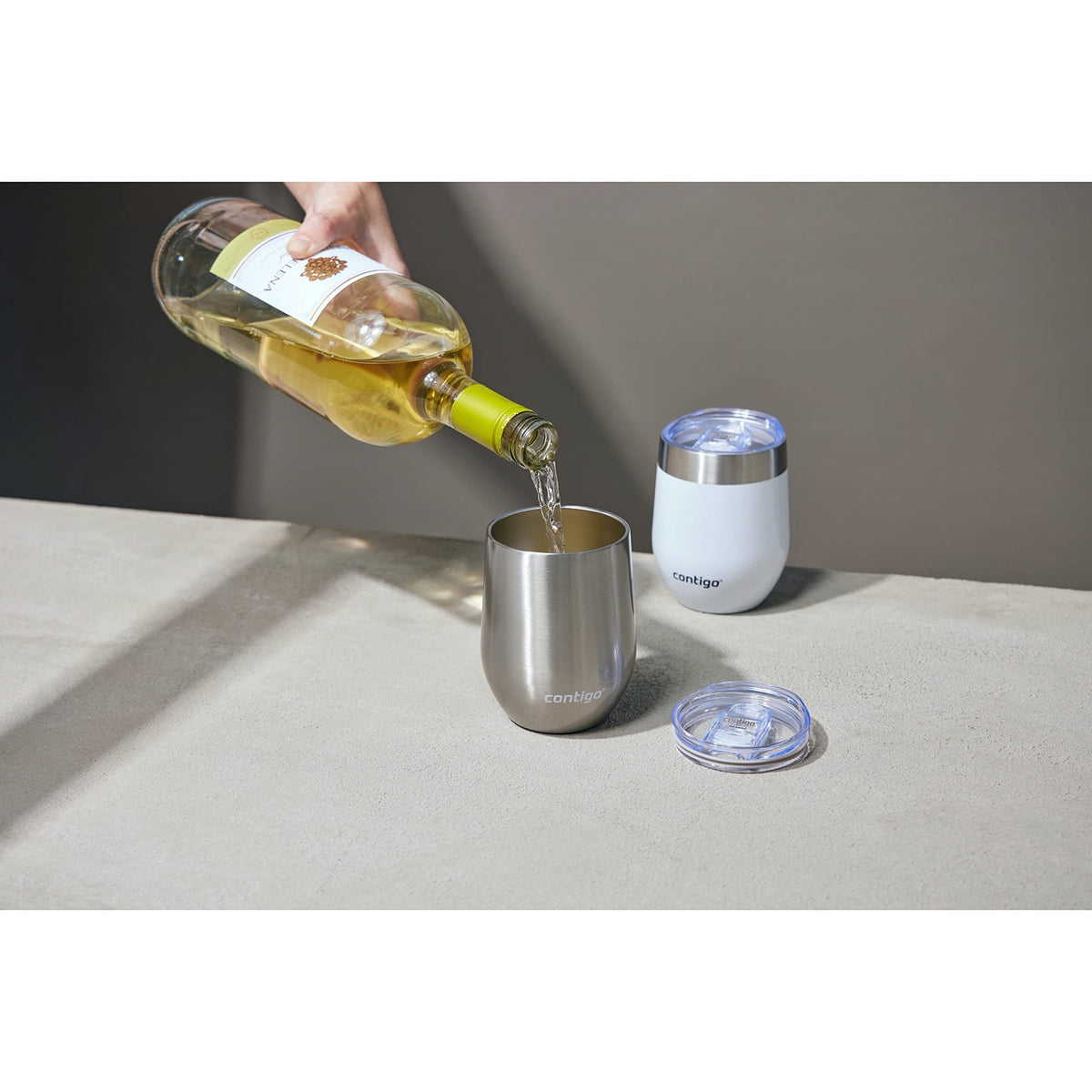 Stainless Steel Wine Tumbler with Splash-Proof Lid, 12oz., 2 Pack N9738
