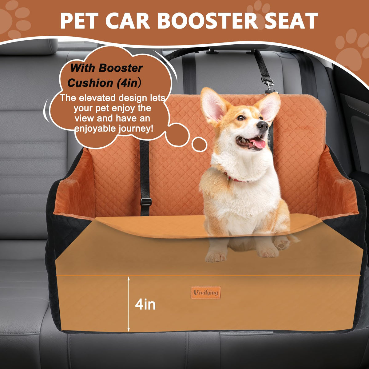 Large Dog Car Seat with 4 in Cushion G695