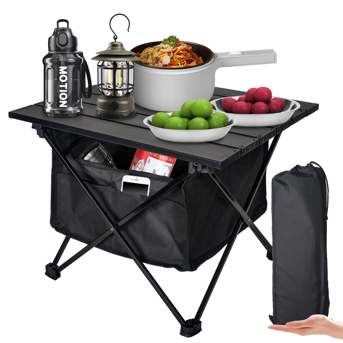 Foldable Aluminum Camping Side Table with Carry Bag C440