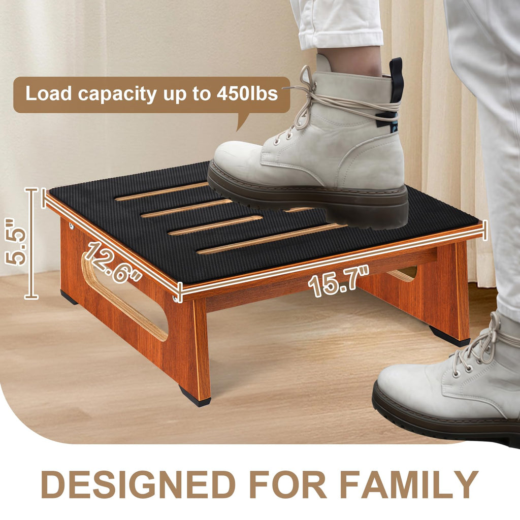 Brown Bed Step Stool with Handles F946