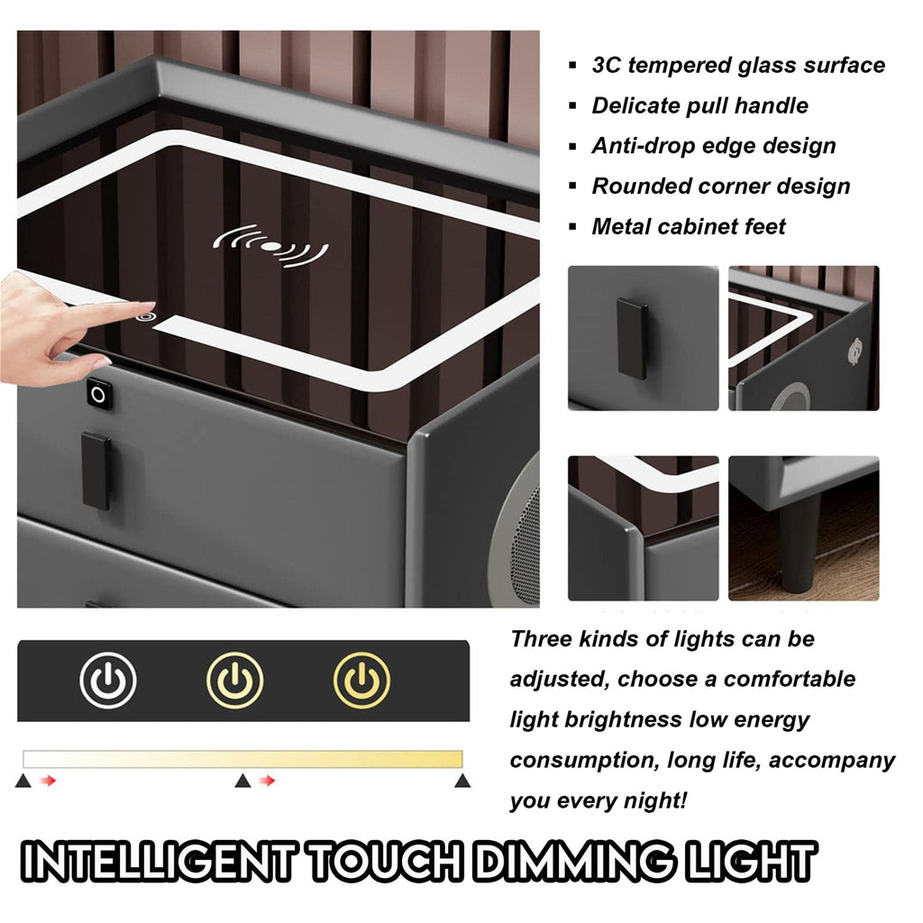 3-Color LED Nightstand with Wireless Charging Station and USB V770