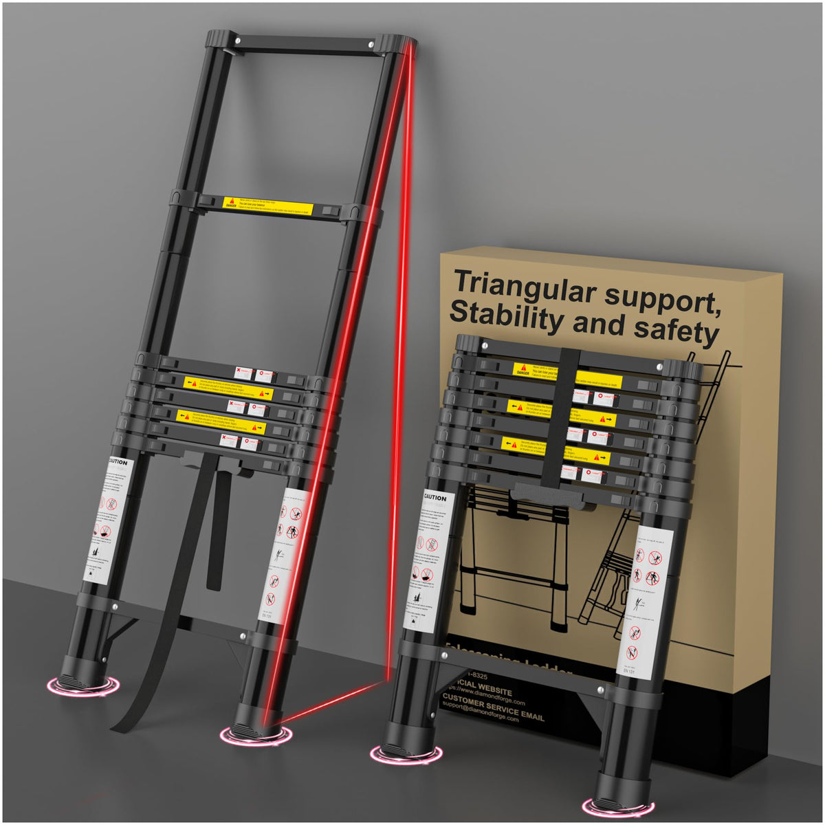 8.5 FT 330 Lbs Aluminum Telescoping Ladder V722