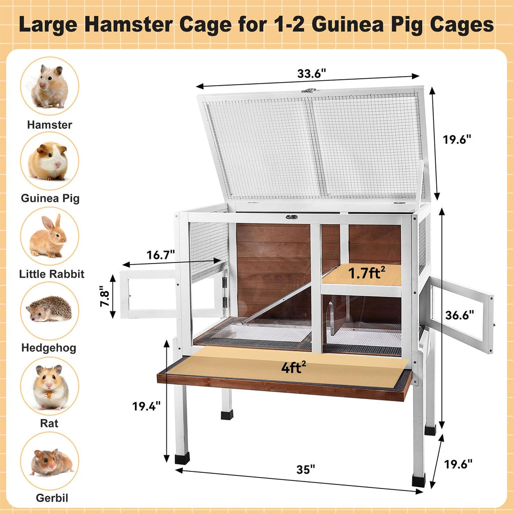 2-Story Wooden Small Animal Cage with Stand B42259