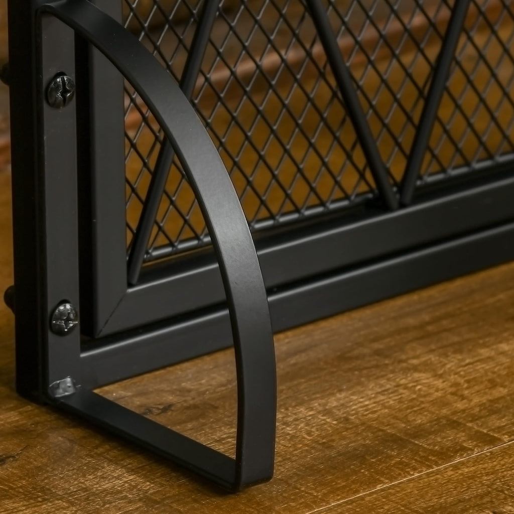 Folding Fireplace Screen Heavy Duty Black Z96362