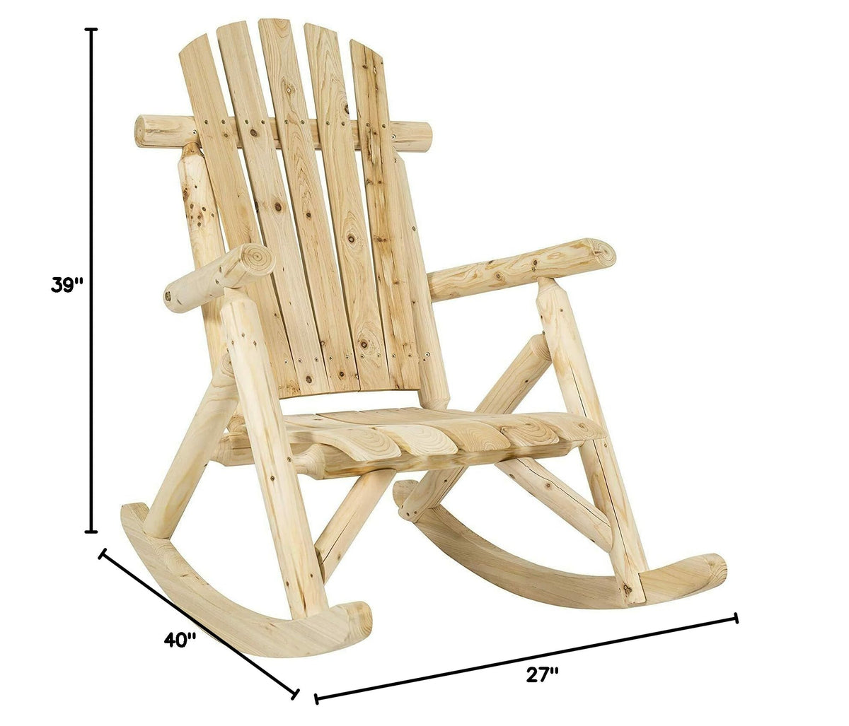 Log Pine and Fir Wood Rocking Chair with Armrest W3912