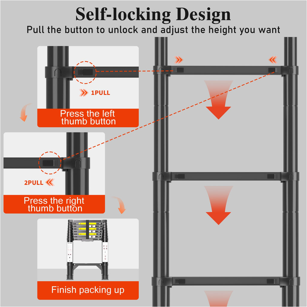 8.5 FT 330 Lbs Aluminum Telescoping Ladder V722