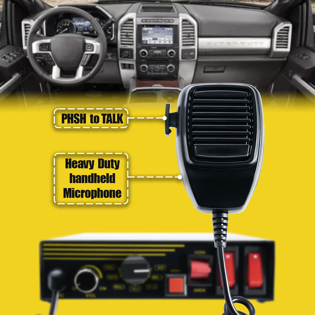 200W 12V 9 Tone Emergency Siren System with Loud Speaker Horn and Handheld Microphone H7837