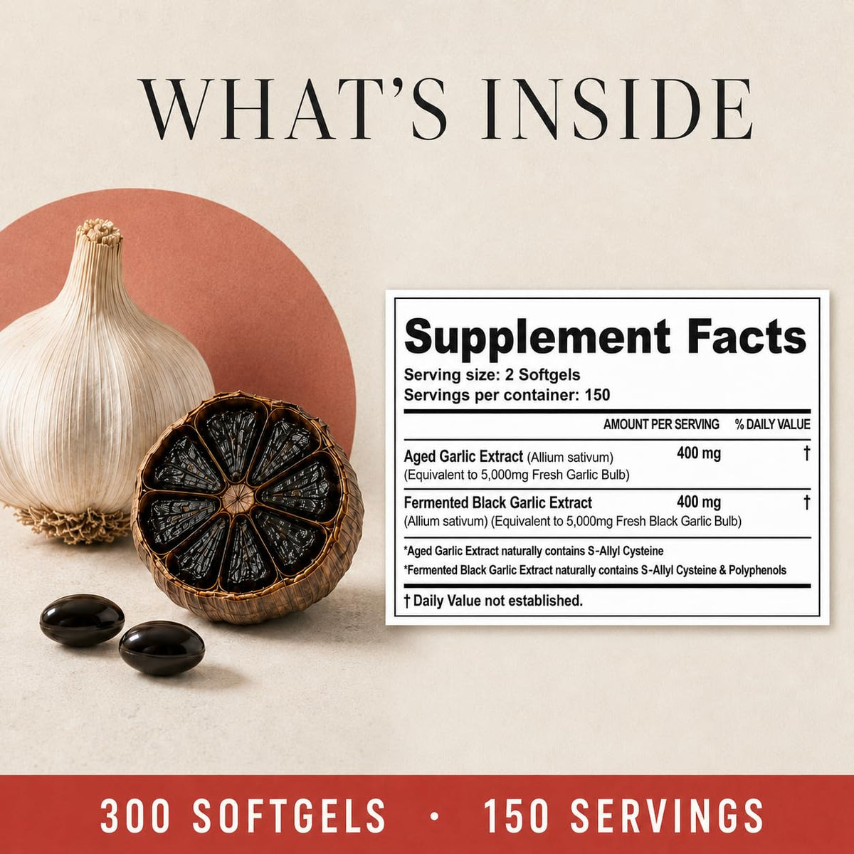 Aged Garlic Extract & Fermented Black Garlic Extract Softgels U127632