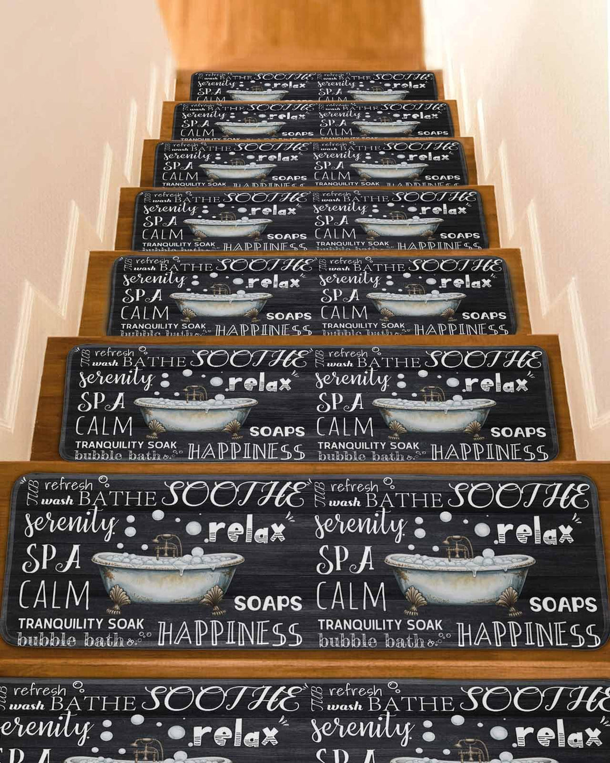 Black Vintage Art Non Slip Carpet Stair Treads 10 Pack 8x30 inch Z927
