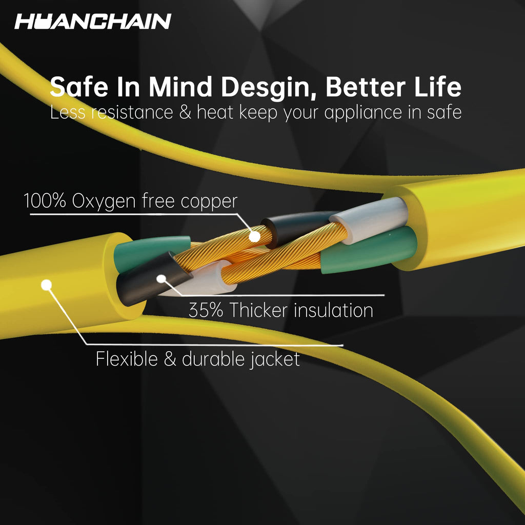 Yellow Indoor Outdoor Extension Cord 100 FT 16/3 Gauge C2171