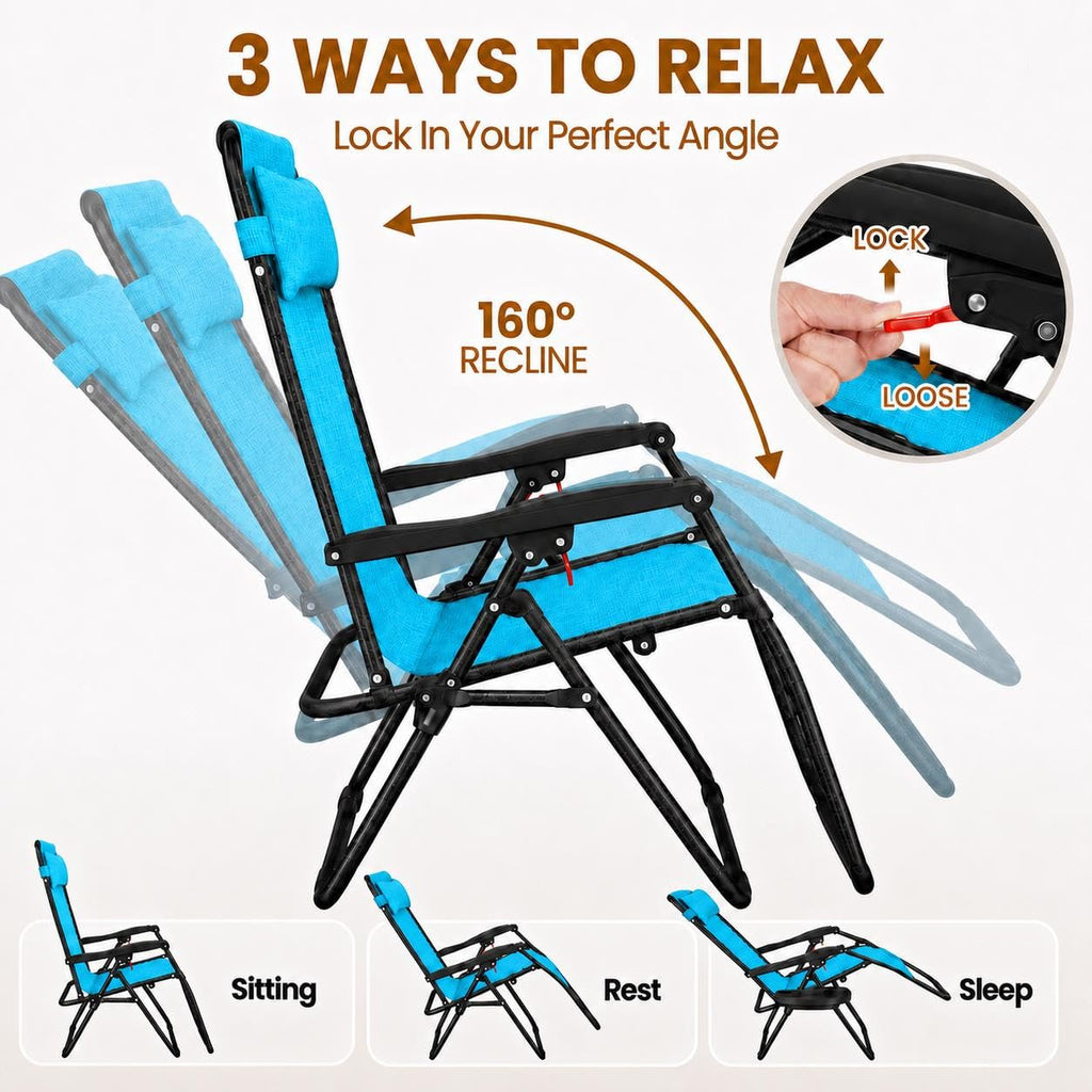 Light Blue Set of 2 Adjustable Zero Gravity Recliners K822